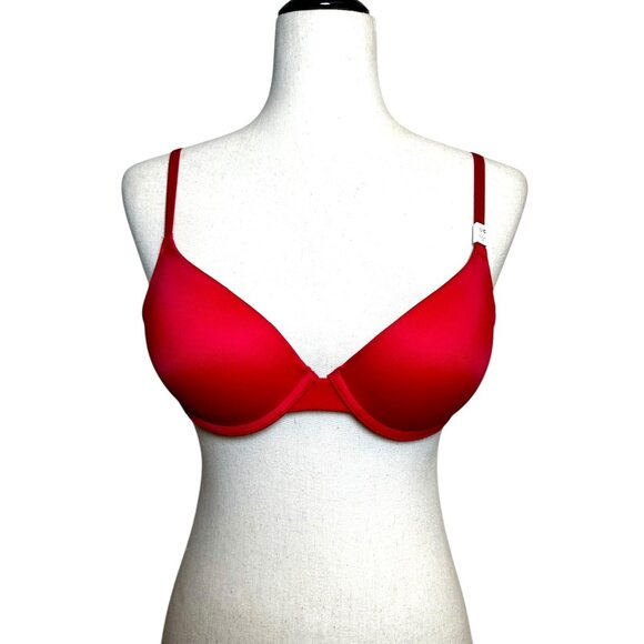 NWT Victoria’s Secret PINK Wear Everywhere Push-Up Bra 32C Red Sexy Underwire Ad - Picture 3 of 12